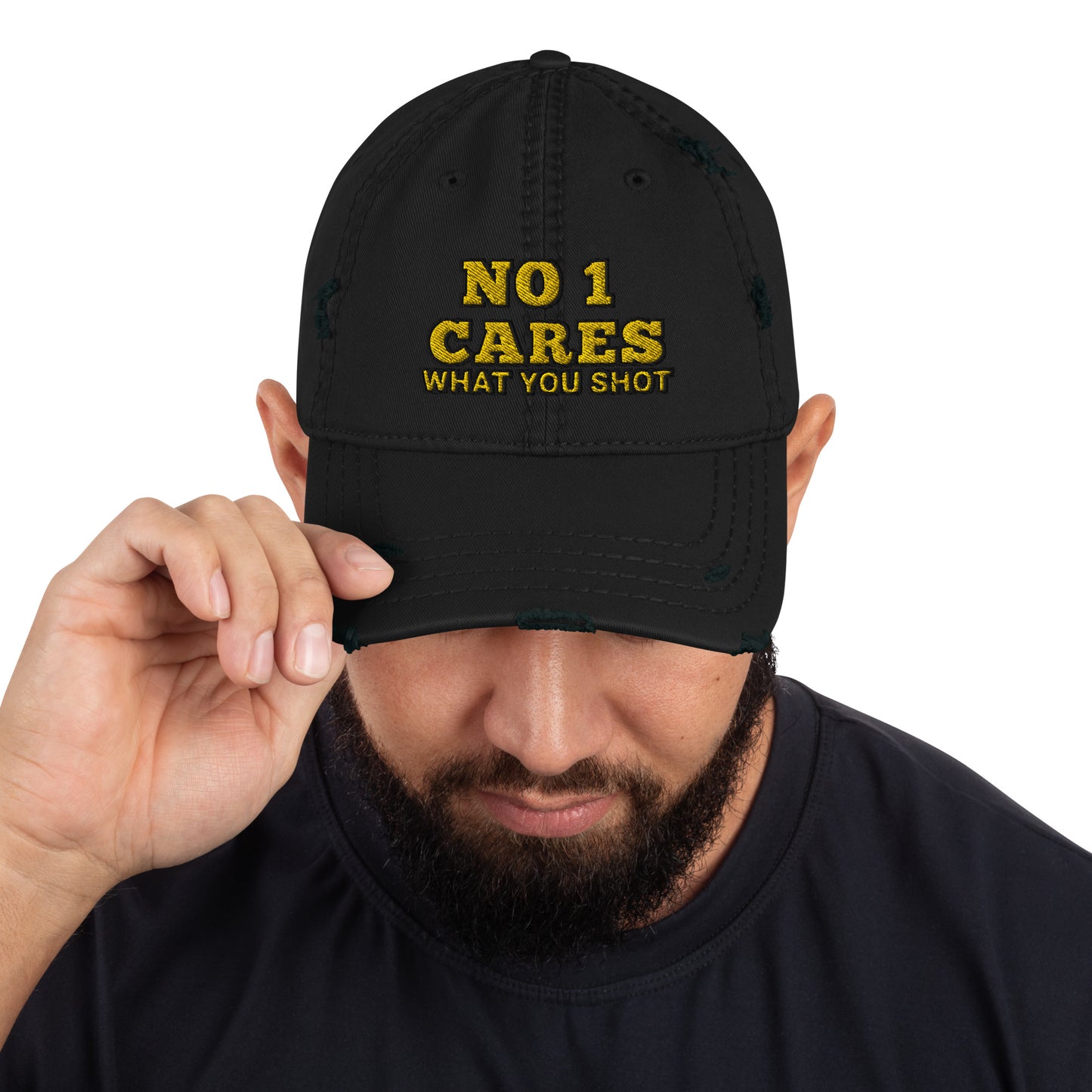 NO 1 Cares What You Shot Hat / One More Shot Distressed Dad Hat