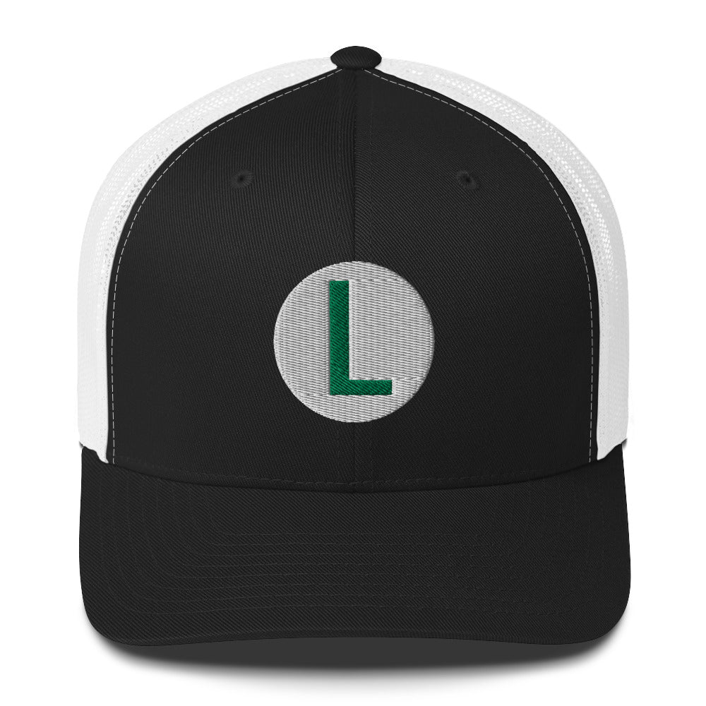 Video Character With L On Hat / Luigi Mario / Luigi Mario Trucker Cap