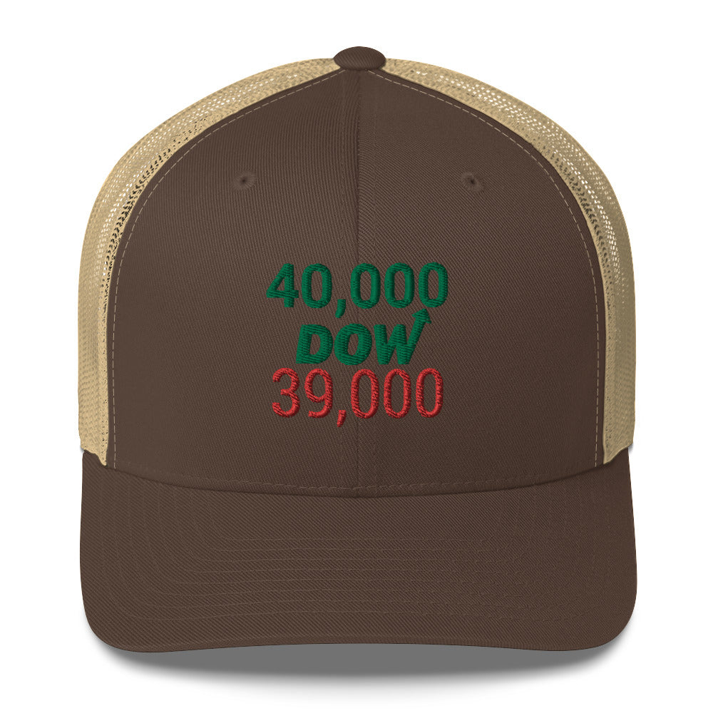 Dow 39.000 & 40.000 Hat / Dow 40k Hat / Dow 40000 Trucker Cap