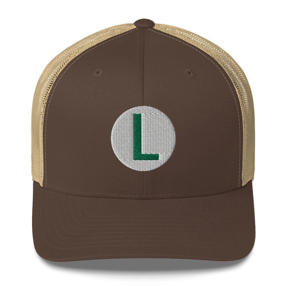 Video Character With L On Hat / Luigi Mario / Luigi Mario Trucker Cap