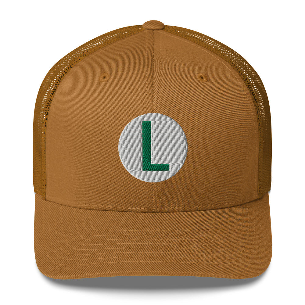 Video Character With L On Hat / Luigi Mario / Luigi Mario Trucker Cap