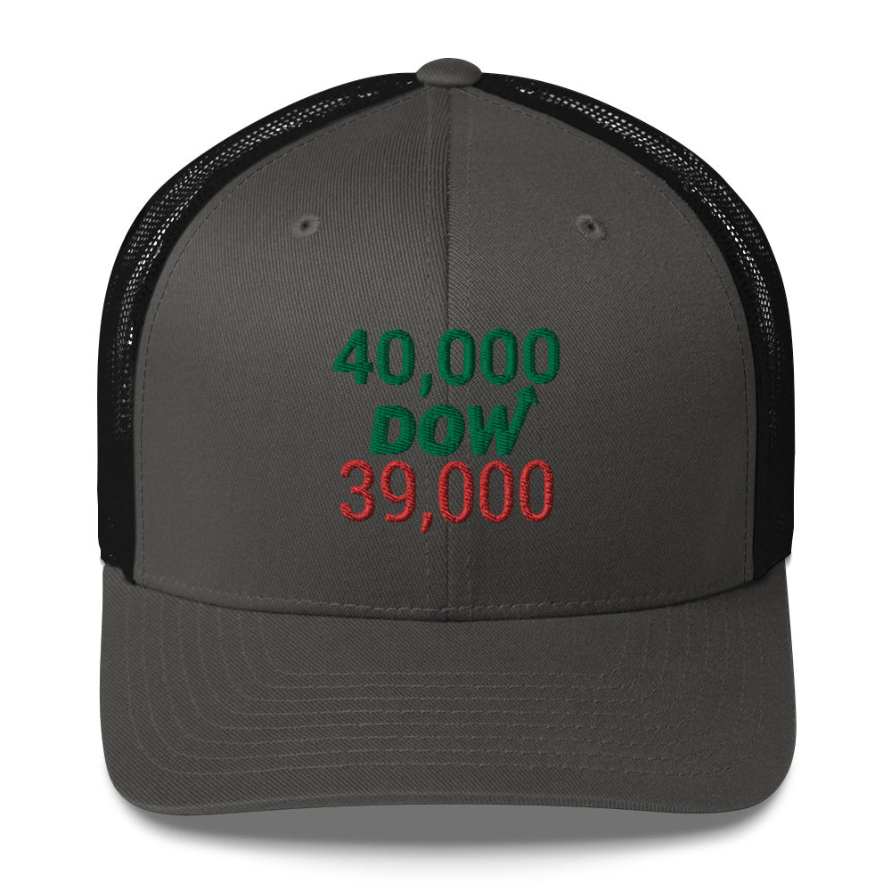 Dow 39.000 & 40.000 Hat / Dow 40k Hat / Dow 40000 Trucker Cap