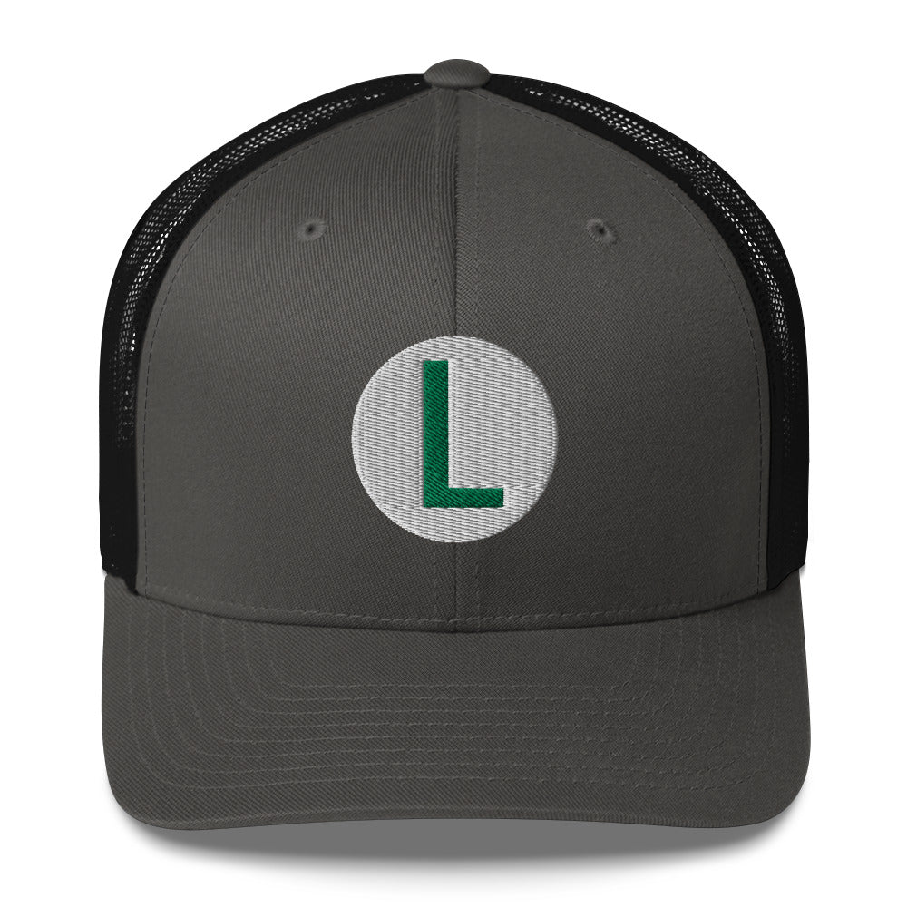 Video Character With L On Hat / Luigi Mario / Luigi Mario Trucker Cap