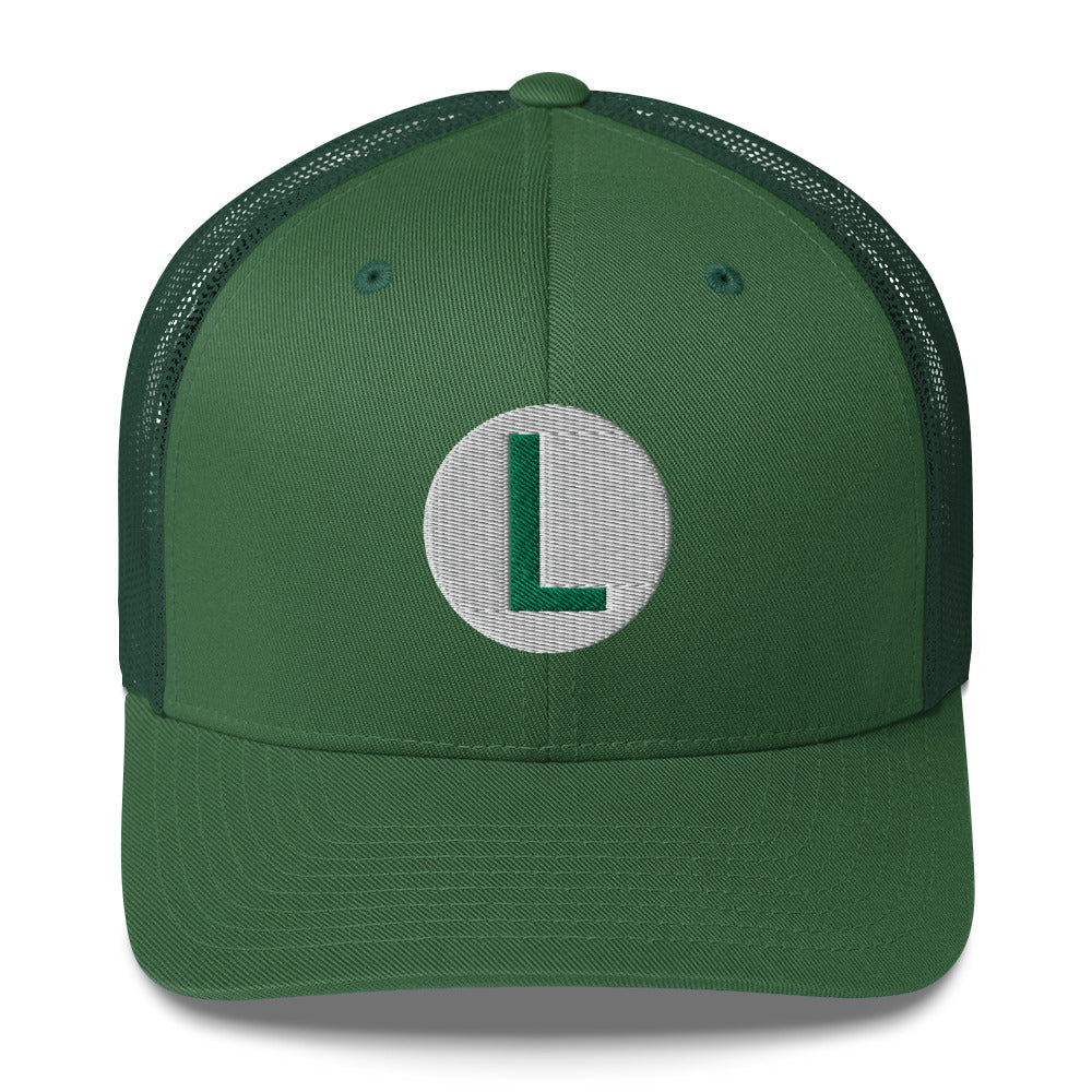 Video Character With L On Hat / Luigi Mario / Luigi Mario Trucker Cap