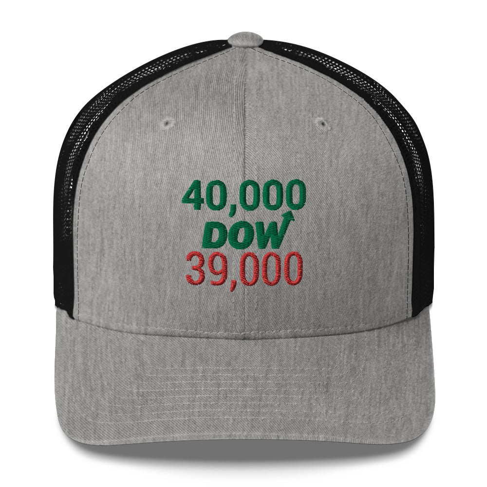 Dow 39.000 & 40.000 Hat / Dow 40k Hat / Dow 40000 Trucker Cap