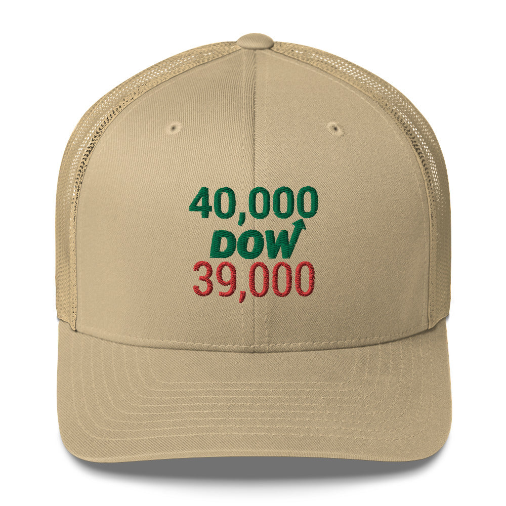 Dow 39.000 & 40.000 Hat / Dow 40k Hat / Dow 40000 Trucker Cap