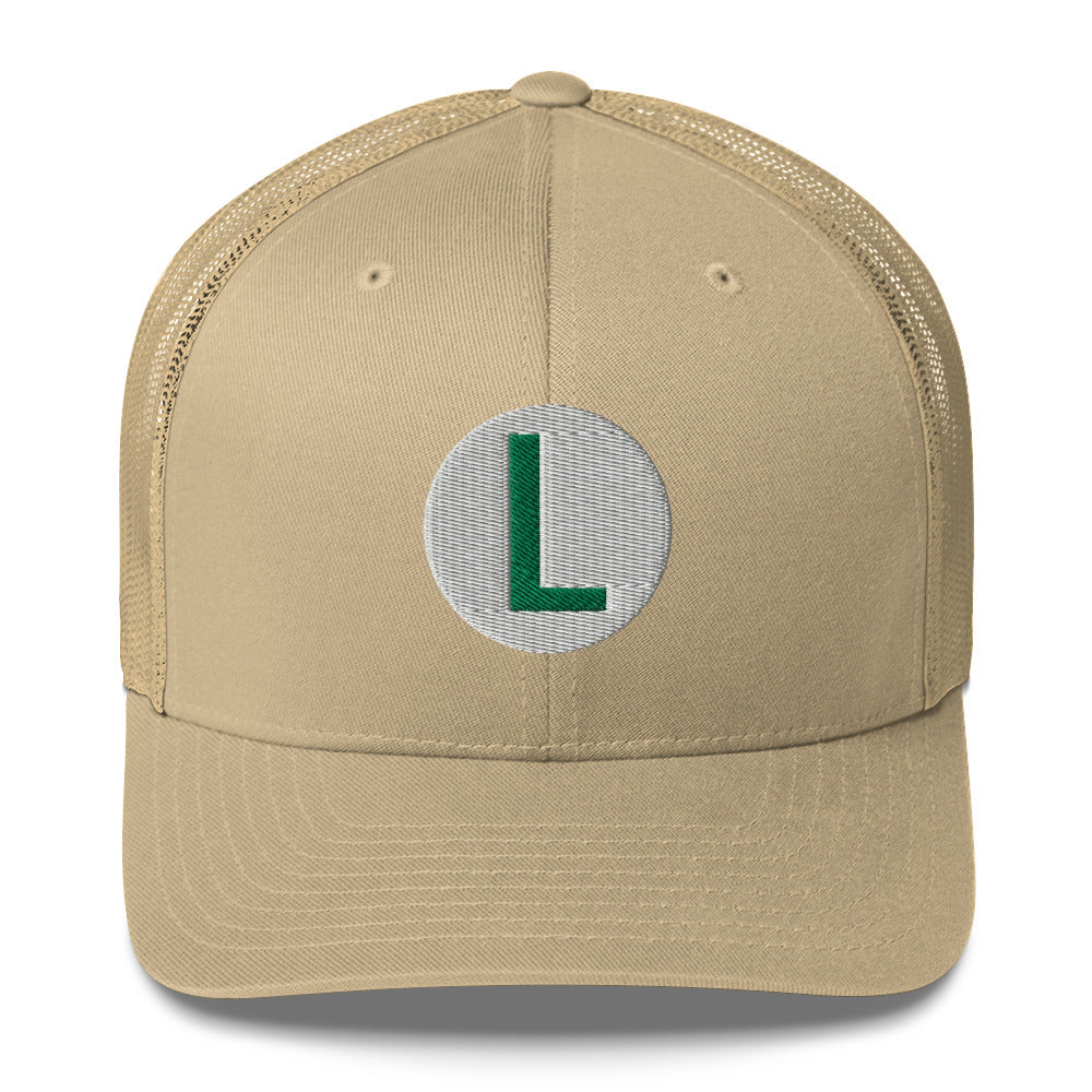 Video Character With L On Hat / Luigi Mario / Luigi Mario Trucker Cap