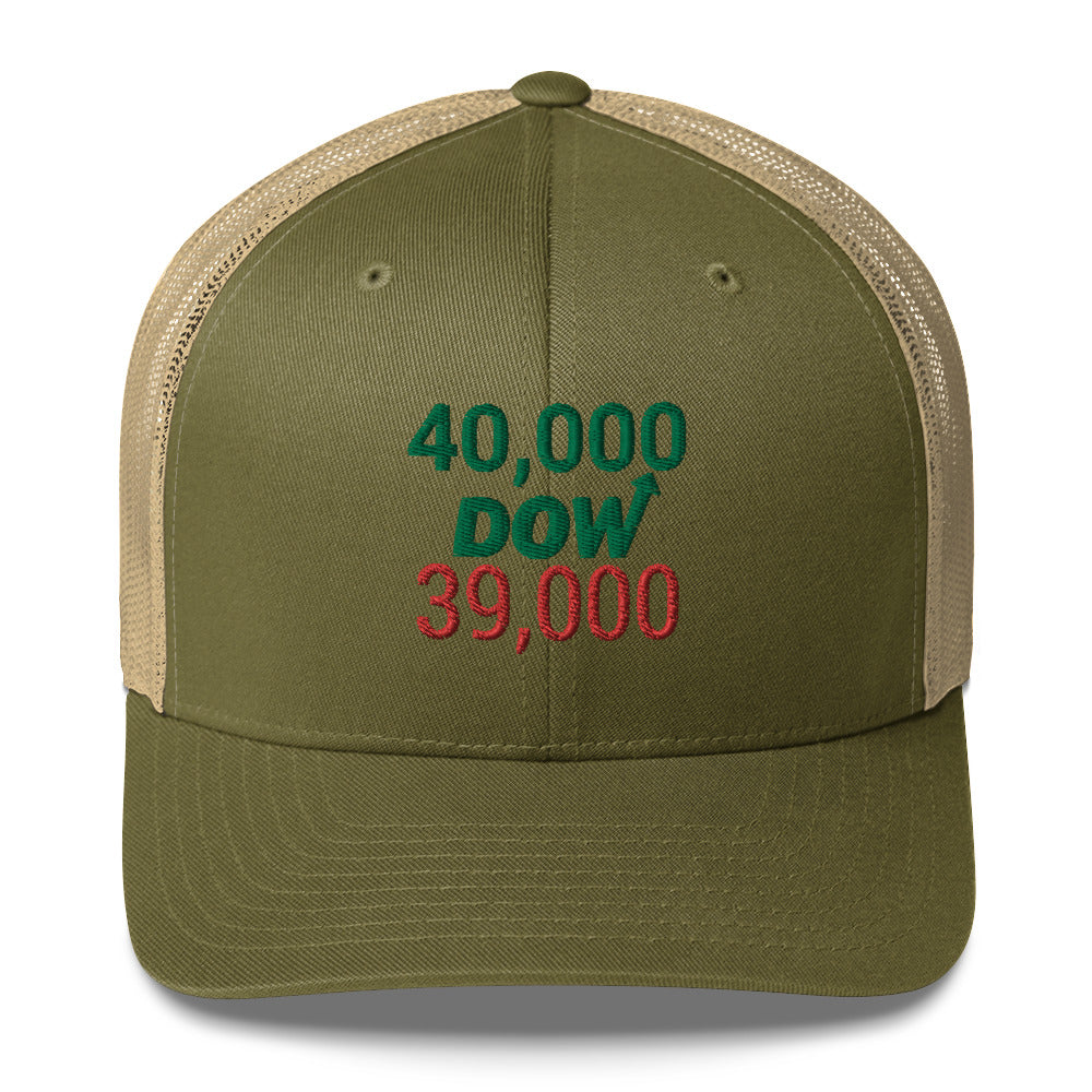 Dow 39.000 & 40.000 Hat / Dow 40k Hat / Dow 40000 Trucker Cap