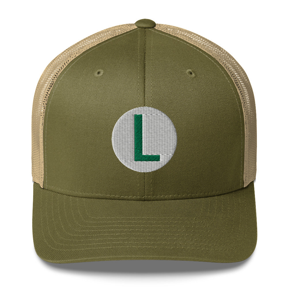 Video Character With L On Hat / Luigi Mario / Luigi Mario Trucker Cap