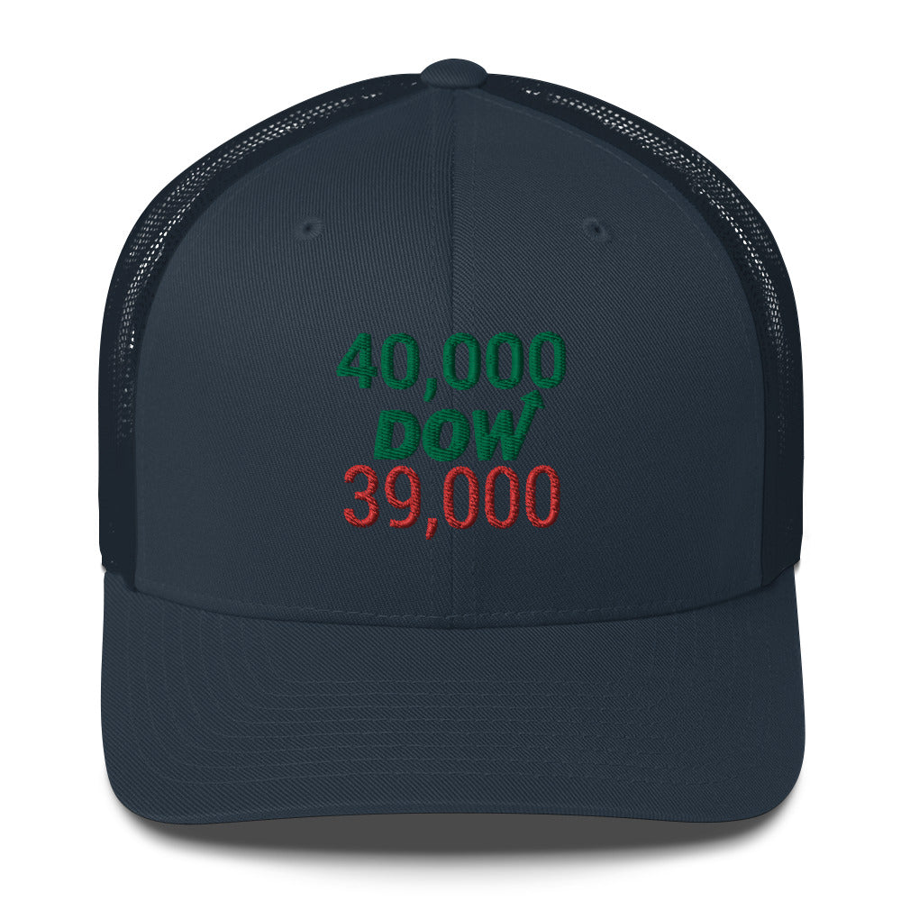 Dow 39.000 & 40.000 Hat / Dow 40k Hat / Dow 40000 Trucker Cap