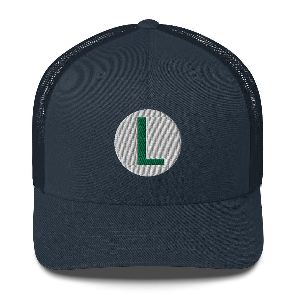 Video Character With L On Hat / Luigi Mario / Luigi Mario Trucker Cap