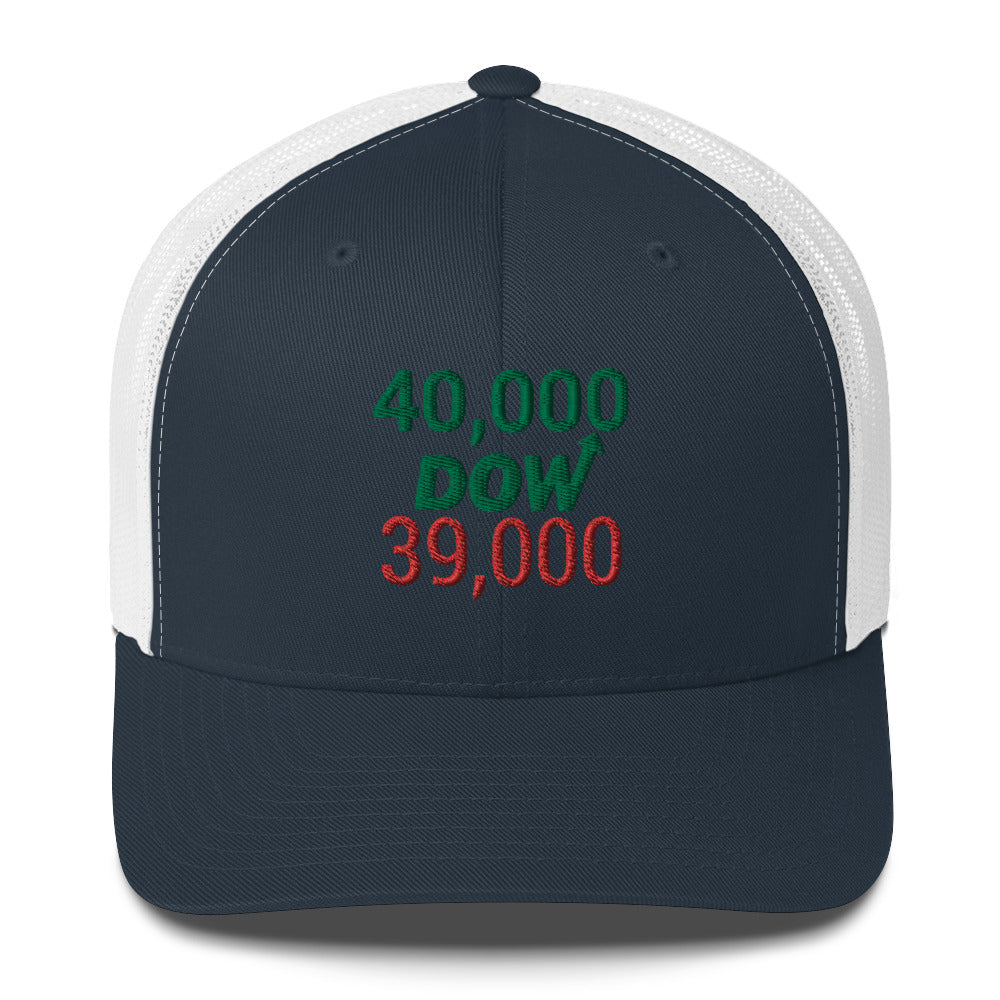 Dow 39.000 & 40.000 Hat / Dow 40k Hat / Dow 40000 Trucker Cap