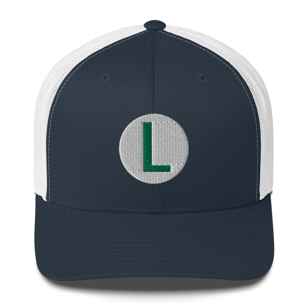 Video Character With L On Hat / Luigi Mario / Luigi Mario Trucker Cap