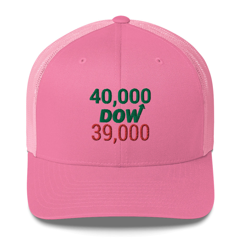 Dow 39.000 & 40.000 Hat / Dow 40k Hat / Dow 40000 Trucker Cap