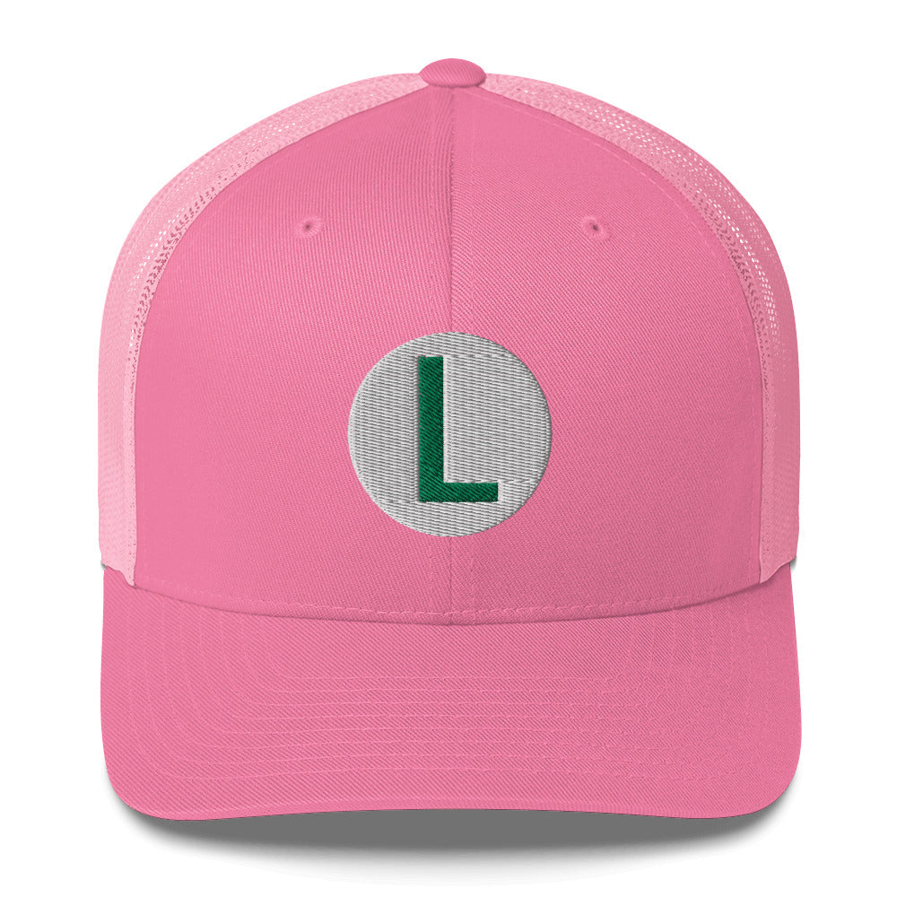 Video Character With L On Hat / Luigi Mario / Luigi Mario Trucker Cap