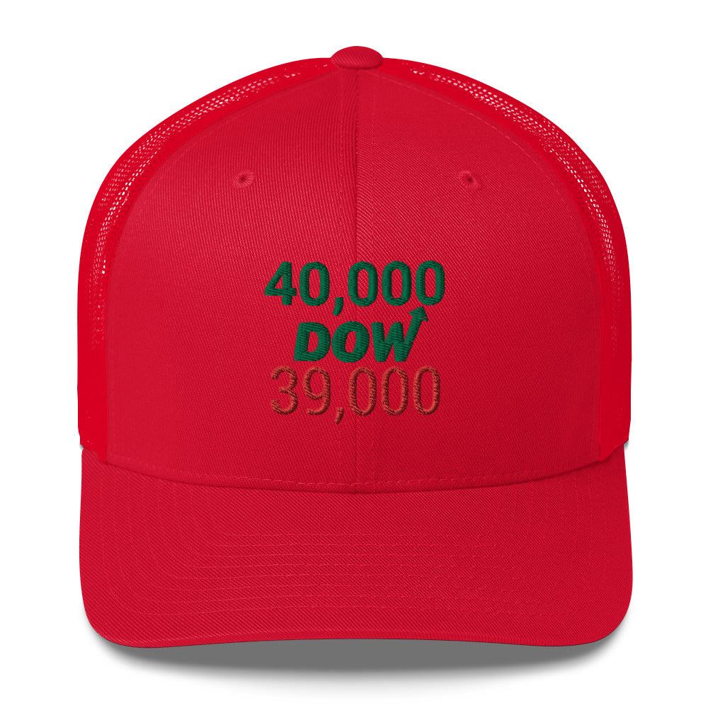 Dow 39.000 & 40.000 Hat / Dow 40k Hat / Dow 40000 Trucker Cap