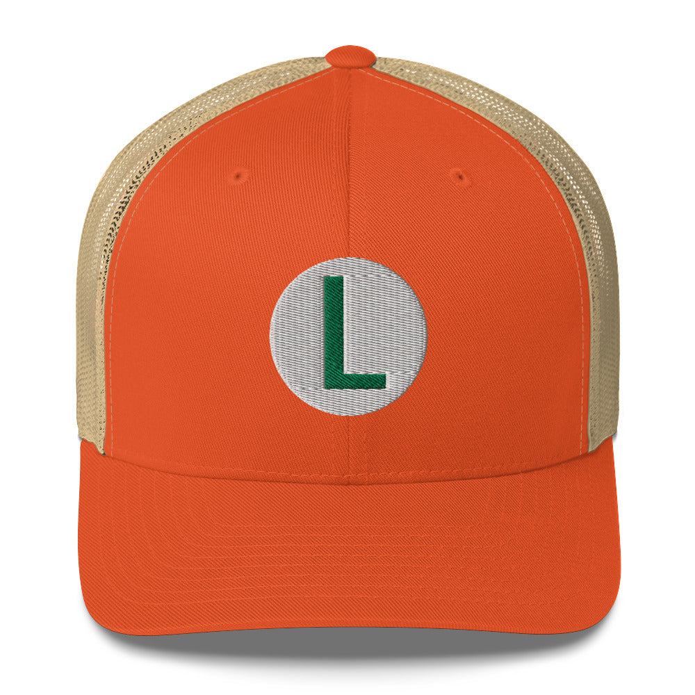 Video Character With L On Hat / Luigi Mario / Luigi Mario Trucker Cap