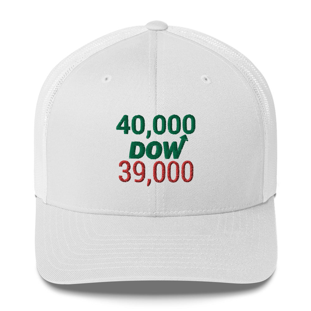 Dow 39.000 & 40.000 Hat / Dow 40k Hat / Dow 40000 Trucker Cap