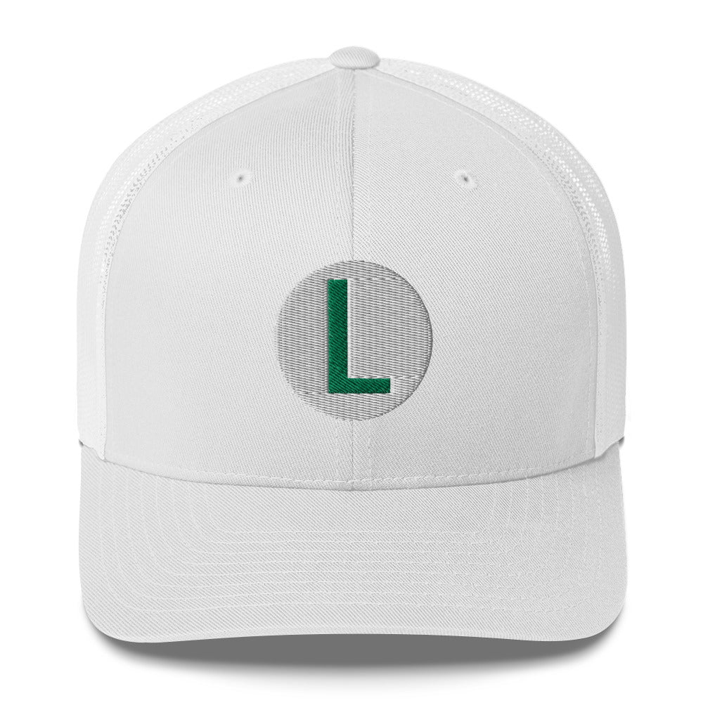 Video Character With L On Hat / Luigi Mario / Luigi Mario Trucker Cap