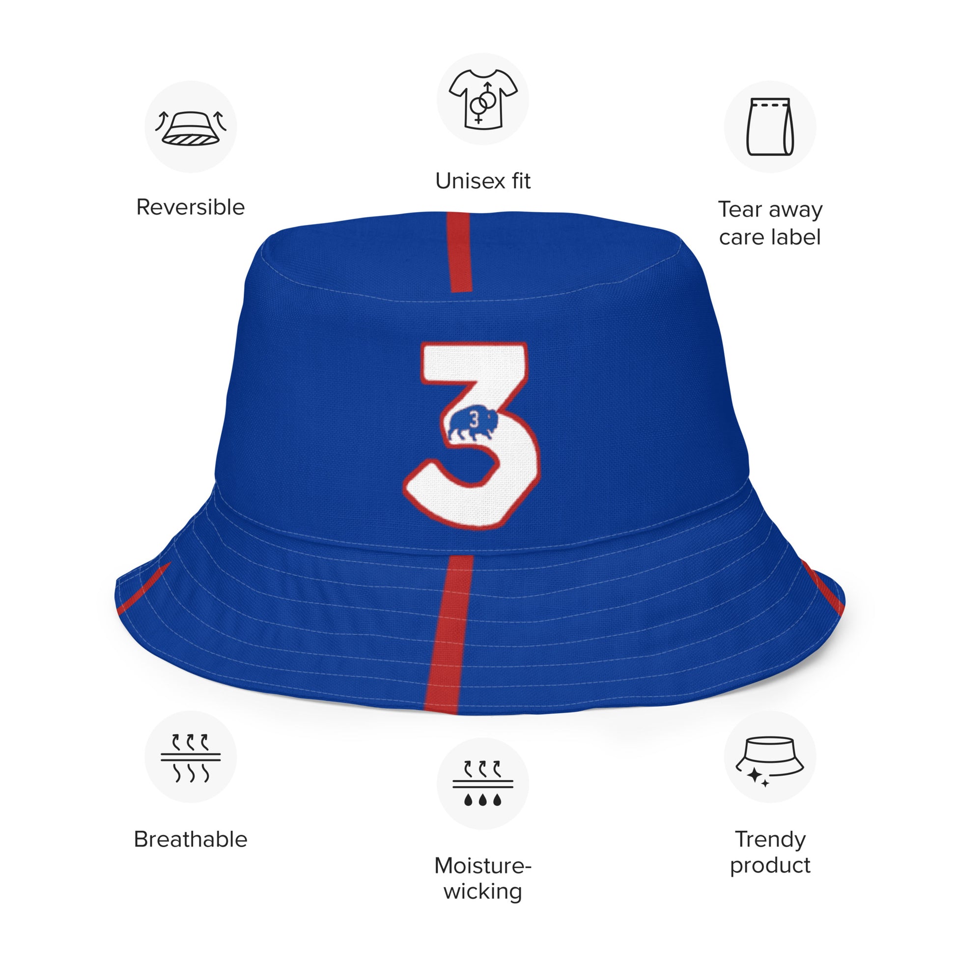 Damar Hamlin 3 Bucket Hat / Love For 3 / Buffalo Bills 3 Bucket Hat