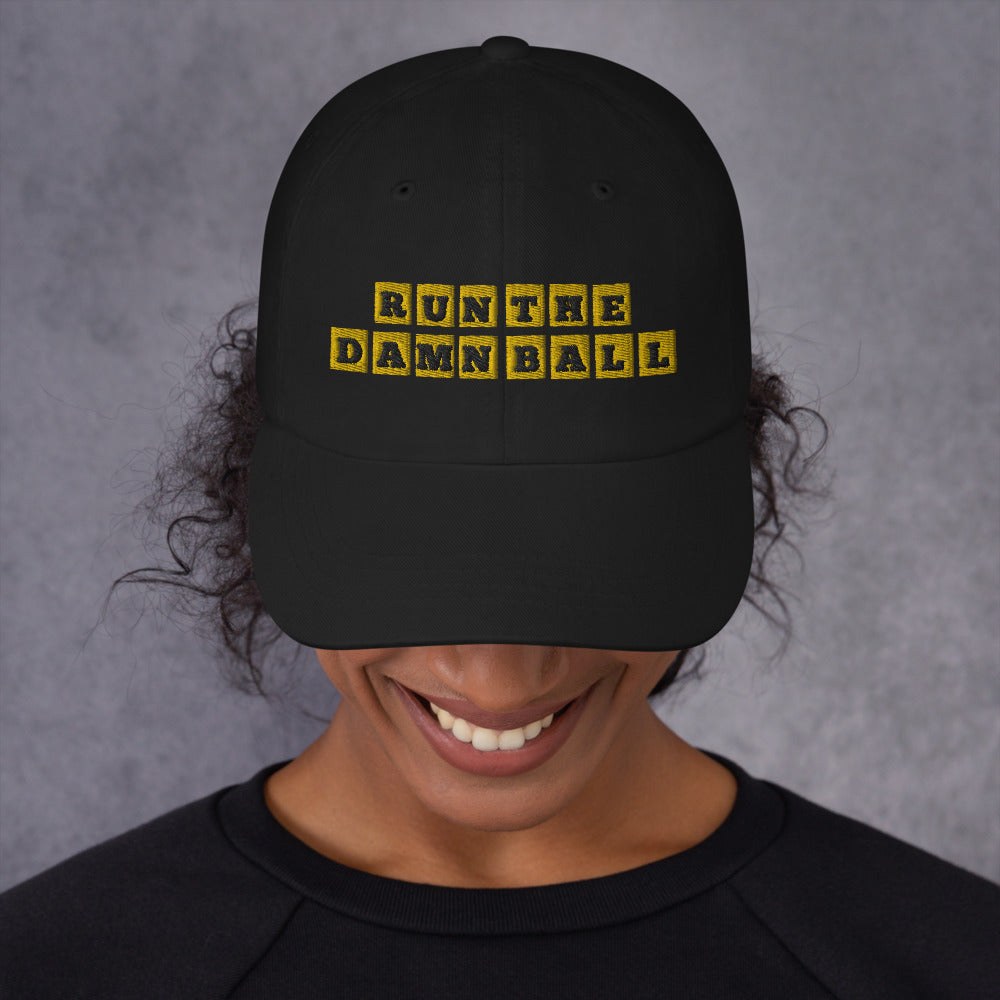 Run The Damn Ball Hat  Dad Hat Football - Classic Snapback - Fun Design  Black at  Men's Clothing store