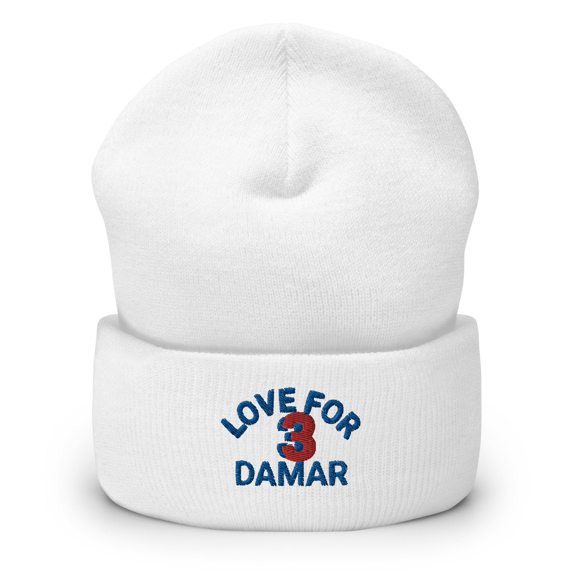 Damar Hamlin 3 Hat / Love for 3 Hat / Buffalo Bills 3 Cuffed Beanie White