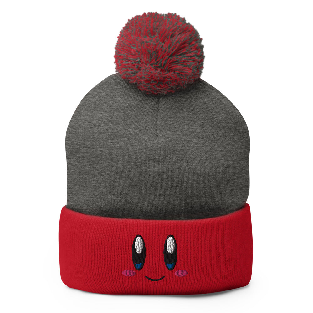 Kirby Hat / Funny Face Kirby / Kirby Pom-Pom Beanie