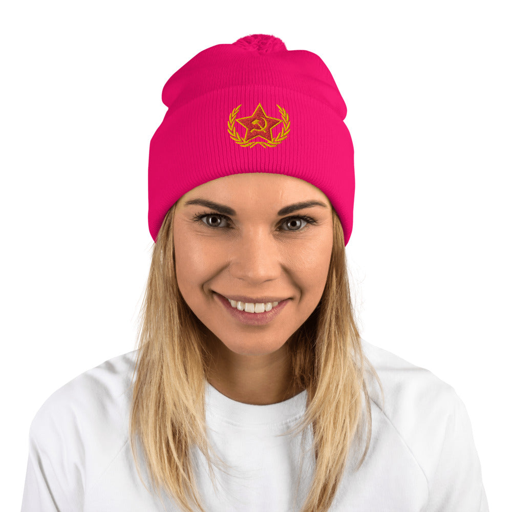 jen psaki hat / Russian star /  jen psaki in russian Pom-Pom Beanie