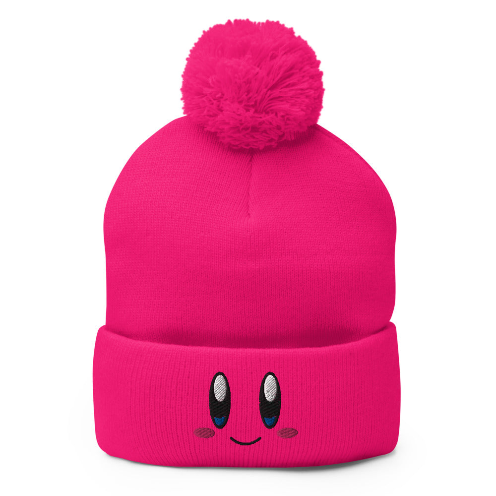 Kirby Hat / Funny Face Kirby / Kirby Pom-Pom Beanie