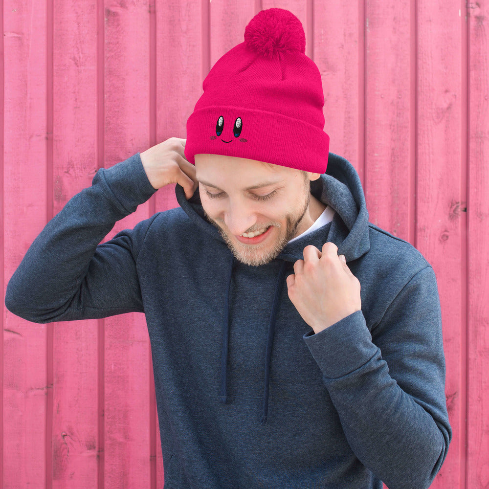 Kirby Hat / Funny Face Kirby / Kirby Pom-Pom Beanie