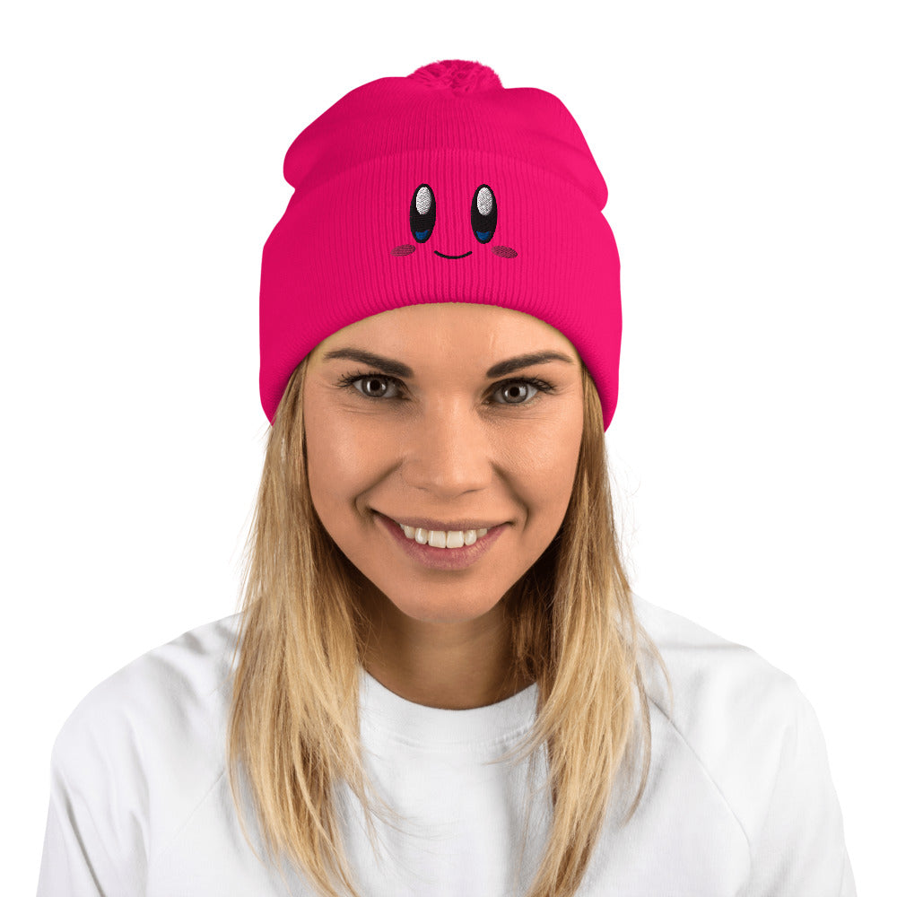 Kirby Hat / Funny Face Kirby / Kirby Pom-Pom Beanie