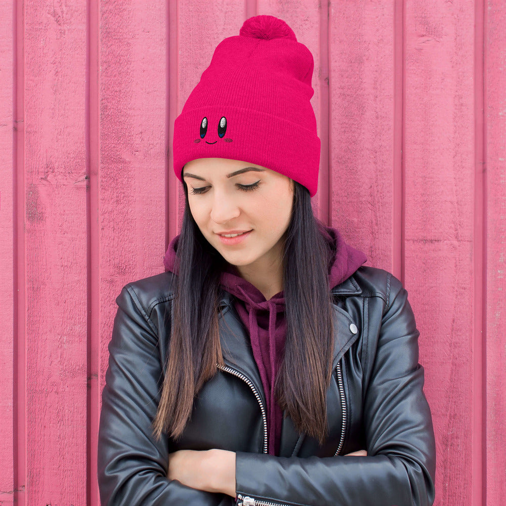 Kirby Hat / Funny Face Kirby / Kirby Pom-Pom Beanie