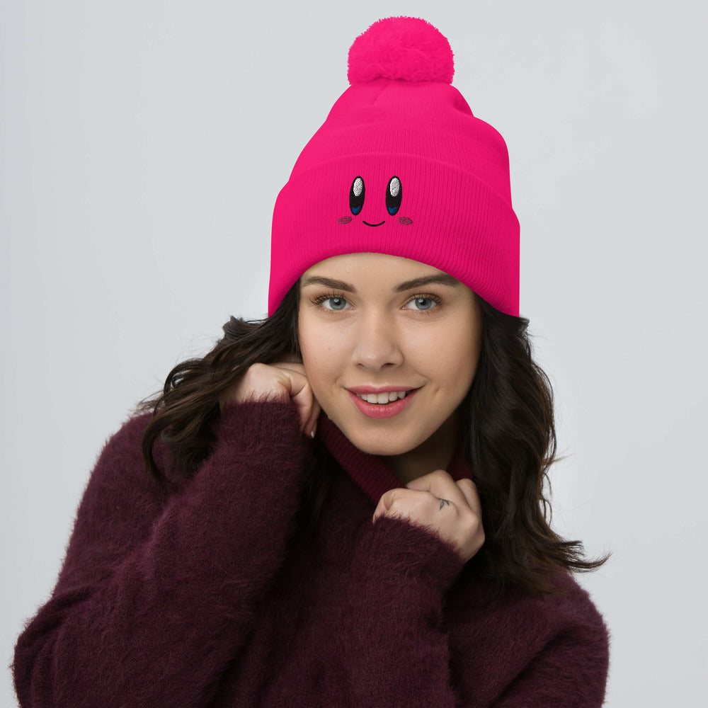 Kirby Hat / Funny Face Kirby / Kirby Pom-Pom Beanie