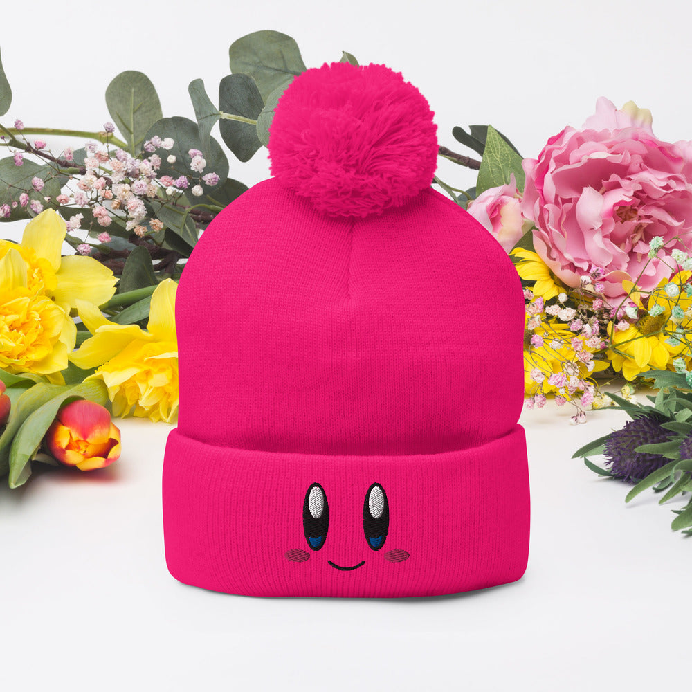 Kirby Hat / Funny Face Kirby / Kirby Pom-Pom Beanie