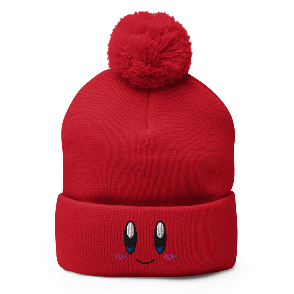 Kirby Hat / Funny Face Kirby / Kirby Pom-Pom Beanie