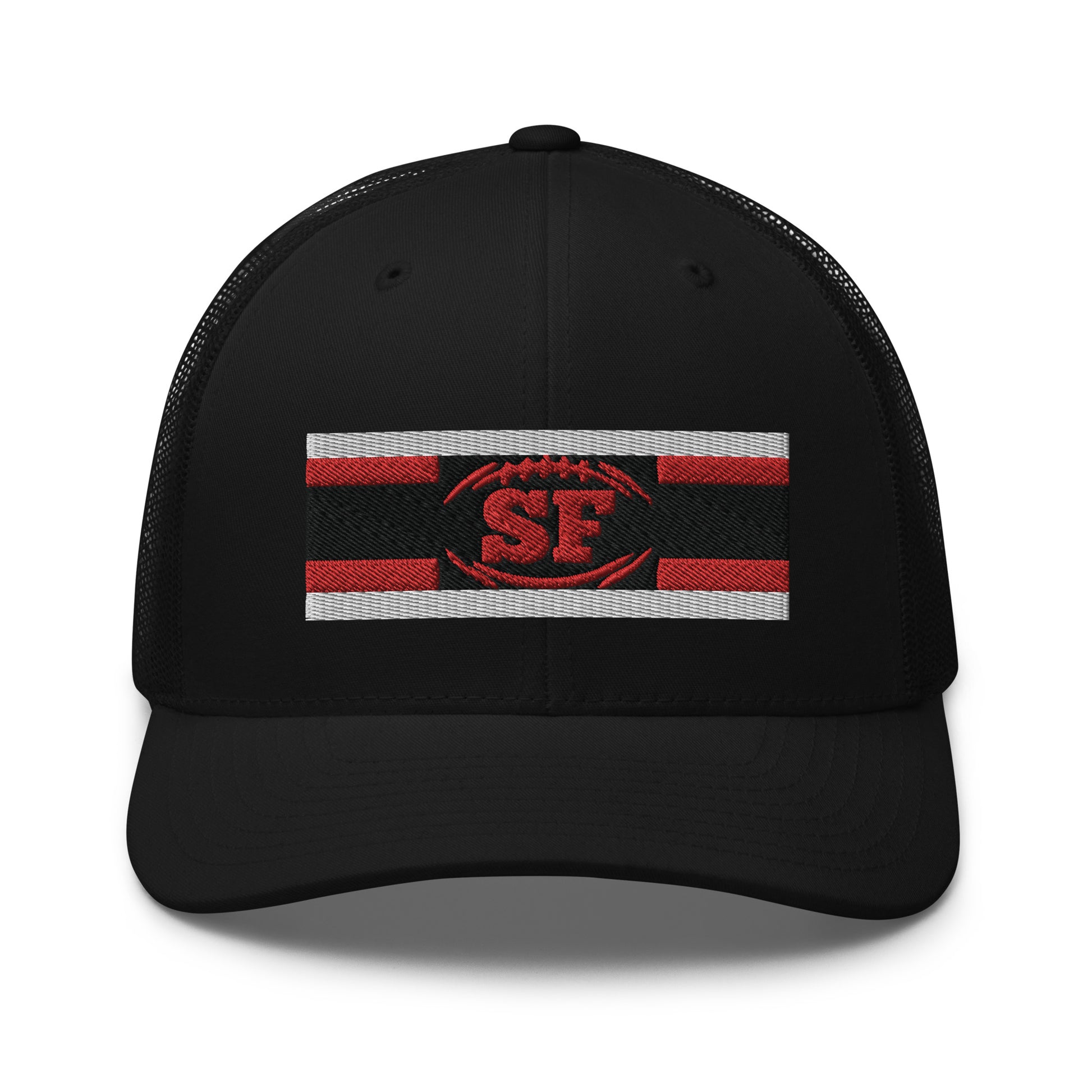 San Francisco Hat / 49ers Hat / SF Hat / Kyle Shanahan Trucker Cap Black/ White