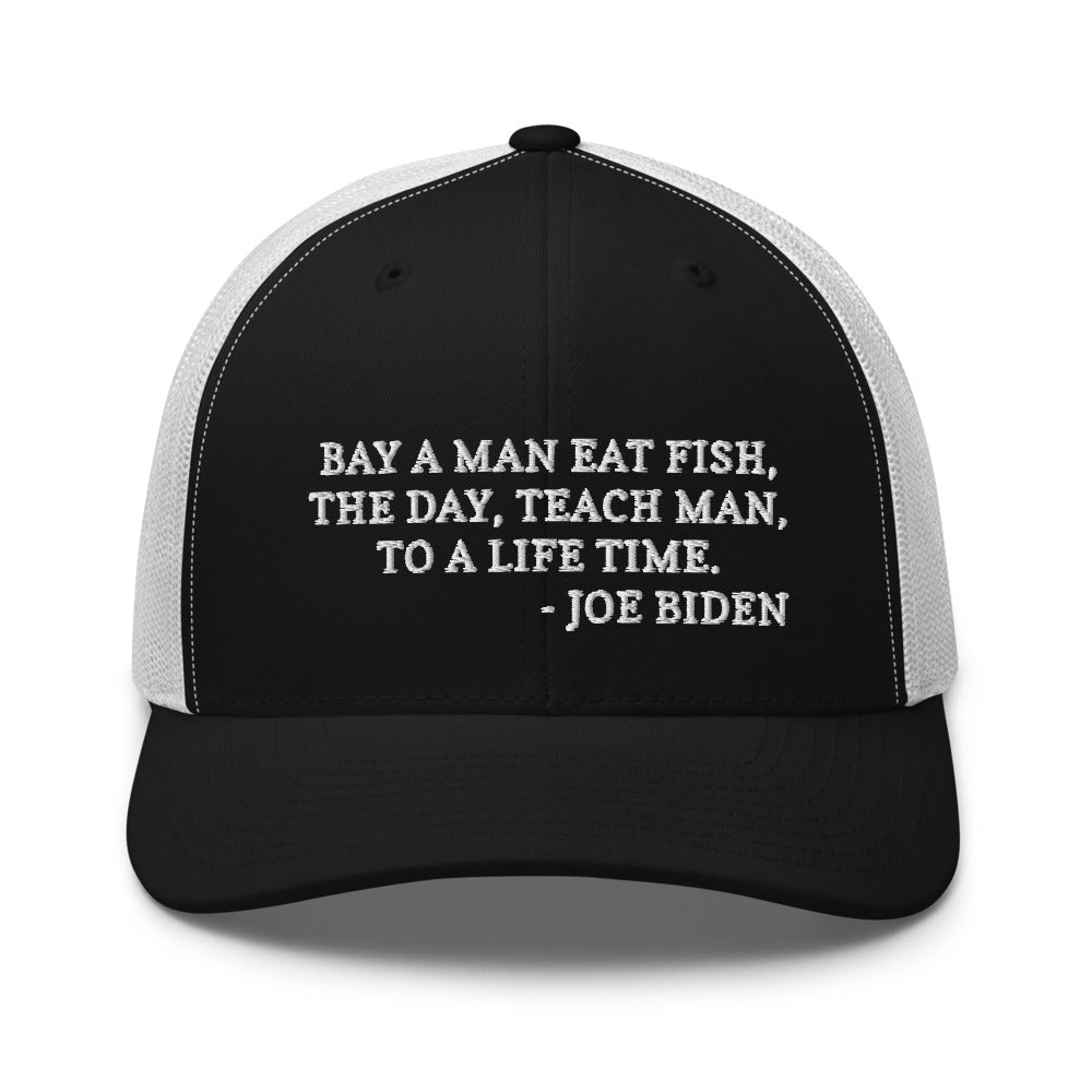 Buy A Man Eat Fish Hat / Trucker Cap Black/ White