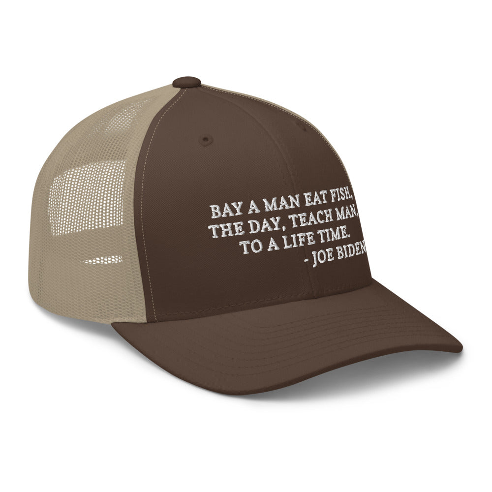 Buy A Man Eat Fish Hat / Trucker Cap Brown/ Khaki