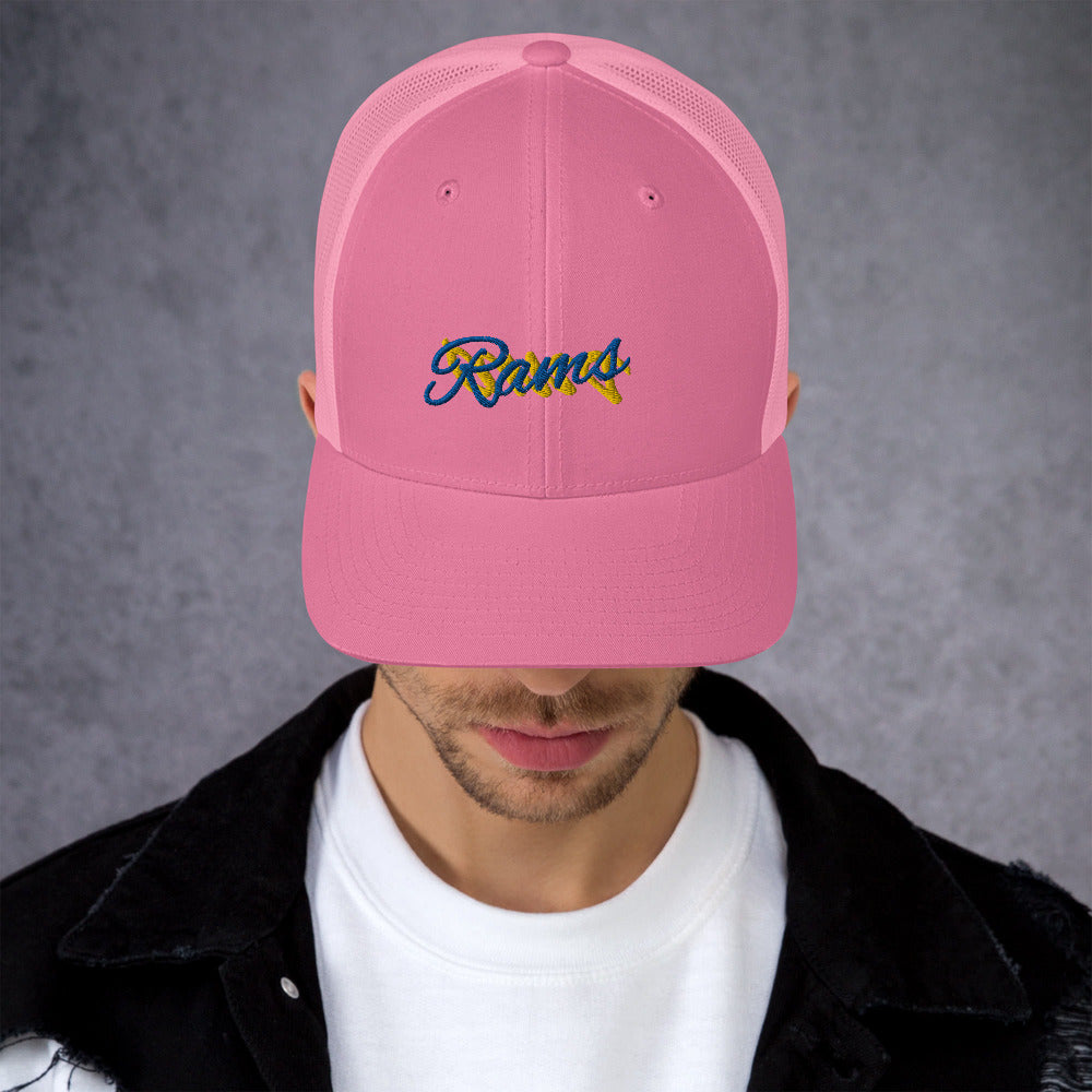 Lebron James A Bright Pink Rams Hat / Lebron Hat / Rams Trucker Cap